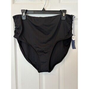 Sonnet Shores Black High Rise Full Coverage Swim Bottoms Sz 16 Shirred Ruched